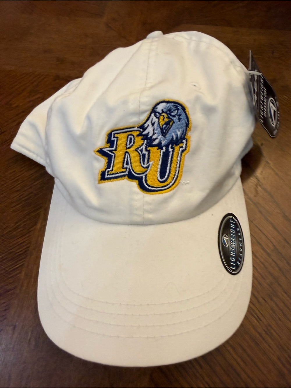 Head White Kids Hat with RU Eagle Logo in Blue and Gold